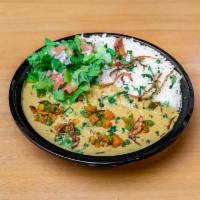 Mixed Veg Coconut Korma Bowl (Vegan) · 48oz bowl with Basmati rice, mixed veggies smothered with coconut korma sauce  with side  sa...