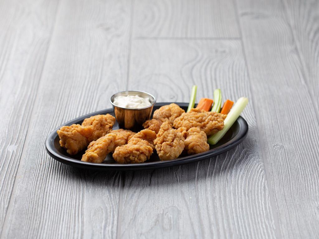 Boneless Wings · Served with a side of blue cheese or ranch.