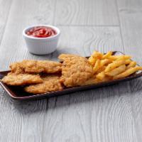 Chicken Tenders · 4 Golden crispy strips of chicken served with choice of sauce on the side.