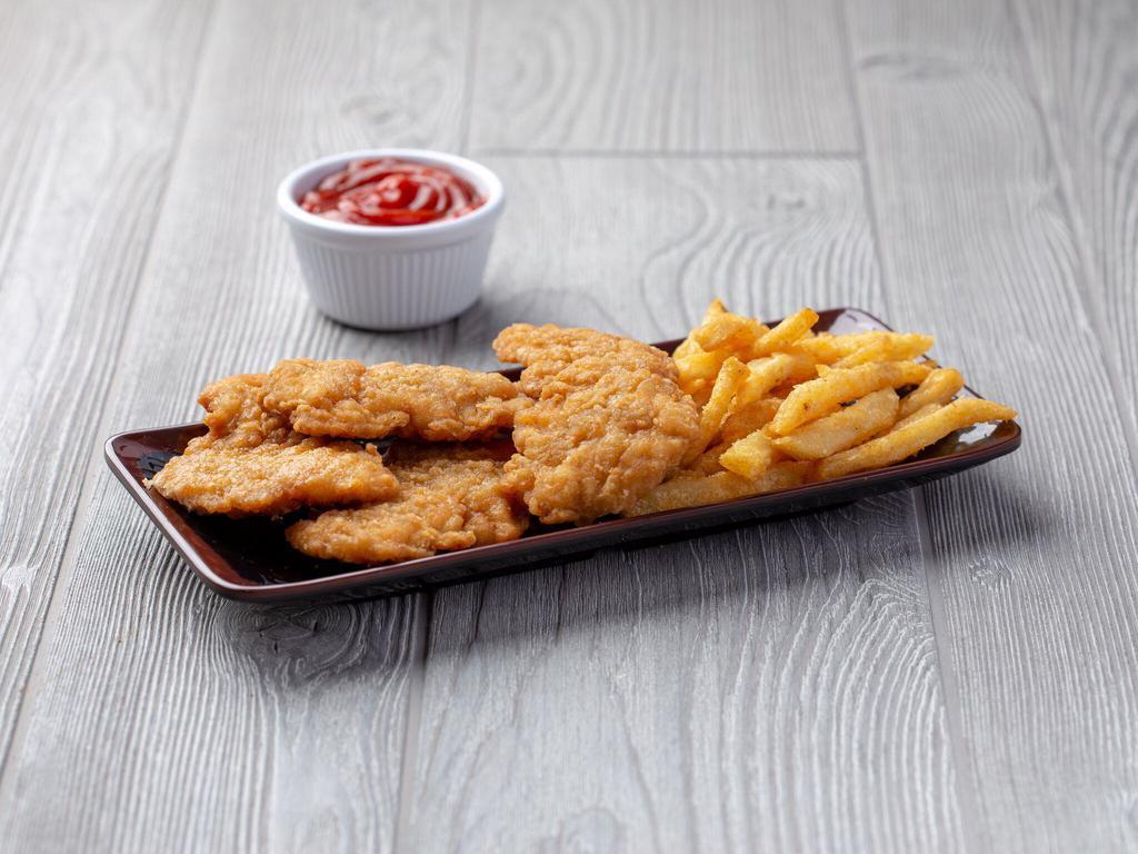 Chicken Tenders · 4 Golden crispy strips of chicken served with choice of sauce on the side.