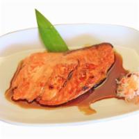 Salmon Teriyaki · Grilled salmon on bed of steamed vegetables, along with house teriyaki sauce.