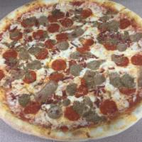 Meat Lover's Pizza · Mozzarella cheese, pepperoni, sausage, bacon and sliced meatballs.
