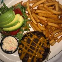 Black Bean Burger · With curry mustard sauce, red bell peppers, arugula, and avocado.