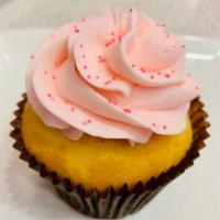 Pink Vanilla · Vanilla bean cake with our signature pink buttercream frosting. 