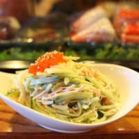 Kani Salad · Crab meat with cucumber, mayonnaise and caviar. 