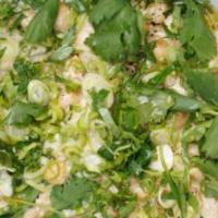 Fresh Herbs & Braised Chickpeas  · Yuzu, garlic, vinaigrette, parsley, cilantro, scallions, tahini