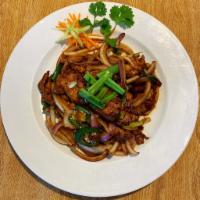 Mongolian Chicken Dinner · With brown sauce and vegetables.