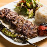 Izgara Kofte · Grilled meatballs. Ground lamb seasoned with onion, parsley and herbs char-grilled and serve...