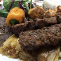 Mixed Grill · Combination of gyro, chicken shish kebab, lamb shish and adana kebab served with rice and mi...