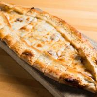 Kasarli Pide( Cheese pide) · Kassheri pide. A thick dough crust stuffed with mozzarella cheese.