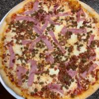 Pizza Plus Meat Lovers Pizza Specialty · Ham, bacon and sausage.