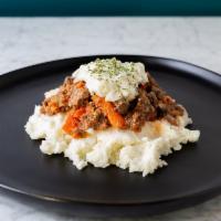 Shepherd's Pie · Our take on this cozy classic: ground beef, celery, mushrooms and carrots with a mashed pota...