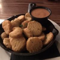 Fried Pickles · Served With A Side of BBQ Ranch.