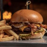 Classic Burger · 2 House Blend Sirloin Patties, American Cheese, Pepper Bacon, Finely Shredded Lettuce and Re...