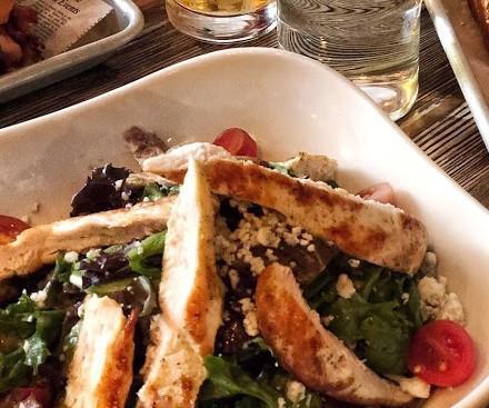 Mixed Green Salad with Grilled Chicken · Served With Our House Champagne Vinaigrette Dressing.