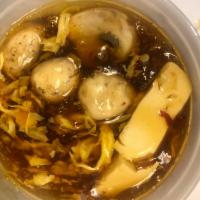 Hot and Sour Soup(vegetarian) 酸辣汤 · With dry noodles. Hot and spicy.