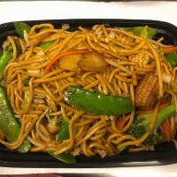 Vegetable Lo Mein 蔬菜捞面 · Broccoli, snow peas, baby corn and Chinese cabbage ,Bean sprout,celery,carrots,Scallions (no...