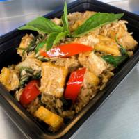 32. Basil Fried Rice · Choice of protein, egg, onions, mushroom, bell peppers, basil leaves.