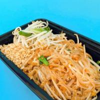 40. Pad Thai Noodles · Most famous Thai noodle dish. Rice noodles, choice of protein, eggs, green onions, bean spro...