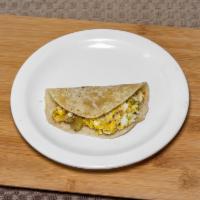 Breakfast Corn Tacos · Egg with your choice of potatoes, chorizo, bacon, ham or vegies.