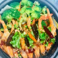 Tamarind Shrimp · Crispy Shrimp, steamed napa, carrots, beans, broccoli served with white rice in Tamarind sau...
