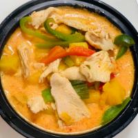 Thai Pineapple Curry · Pineapple, bell peppers and scallion.