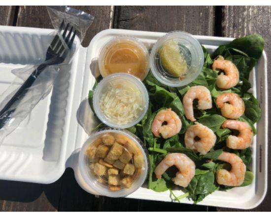 Shrimp With Italian · Fresh spinach with croutons, fresh grated Parmigiano-Reggiano and Pecorino Romano cheese and our italian dressing.  Served with fresh cooked shrimp.