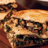 Chicken Portabella Sandwich · Flamed-grilled chicken sauteed with fresh spinach, portabella mushrooms, Sicilian extra-virg...