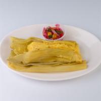 Humita Dulce · Sweet corn tamale.