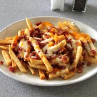 Mega Fries · Bacon mozzarella cheese and cheddar cheese