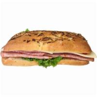 (Sandwich) Italian Stallion · Cappy Ham, Salami, Provolone, Roasted Red Pepper, Lettuce, Tomato & Balamic Vinegratte.