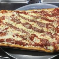 Sicilian Pizza · Thick square topped with Sicilian sauce, and mozzarella. 