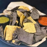 Chips and Salsa · Fresh fried corn tortilla chips served with housemade red or green salsa.