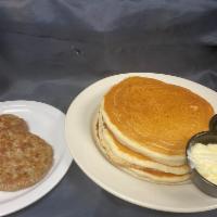 Hubcap Pancakes · 3 fluffy pancakes served with whipped butter and maple syrup. Add side of bacon or sausage f...