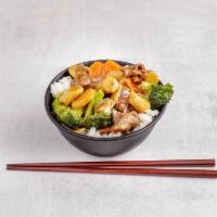 Beef with Chinese Vegetables · Sauteed beef with mixed vegetables. Served with white rice.