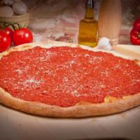 Original Tomato Pie · Marinara sauce, Romano cheese, olive oil and basil.