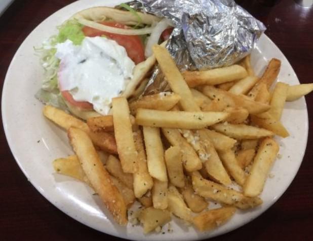 Chicken Gyro With French Fries · Lettuce, tomatoes, onions & gyro sauce