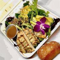 Mt. Hood Salad  · Mixed greens, quinoa, roasted corn, pumpkin seeds, avocado, southwestern chicken, and balsam...