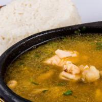 Sopa de Mariscos · Seafood Soup. Served with your choice of 2 sides.