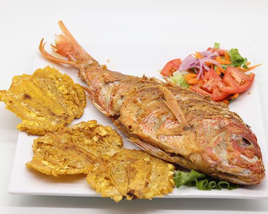 Pargo Rojo Frito · Fried red snapper. Served with your choice of 2 sides.