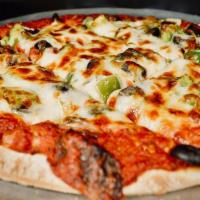 The Spice · Chicago’s Famous Thin Crust Pizza Made Fresh With Giardiniera, Green Pepper, And Jalapeno.