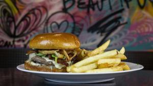 Wynwood Burger · Hand Smashed Beef Patty, American Cheese, Tomato, Onion, Lettuce, Pickles