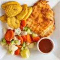 Pechuga de Pollo a la Plancha · Grilled chicken breast with or without onions.