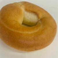 Plain Bagel · Boiled and baked round bread roll.