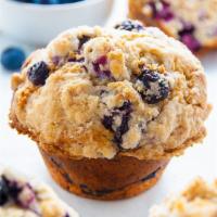 Blueberry Crumb Muffin · Small cake like quick bread.