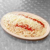 Spaghetti Napolitano · Cheese.