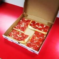 Box of 8 Pepperoni · Box of 8 slices of pizza with 5 pieces of pepperoni on each slice.