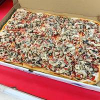 Full Tray Build Your Own Pizza with Toppings · Full tray of pizza with any toppings of your choosing.