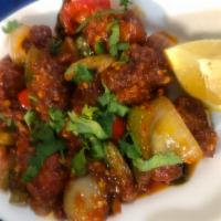 Chilly Chicken · Sweet and sour crispy fried chicken and bell peppers tossed in garlic, chili sauce and soya ...