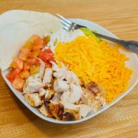 South Border Chop · Chopped grilled chicken breast, served on rice, with lettuce, tomatoes, sour cream, guacamol...